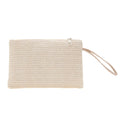 Bolsa feminina de palha tecida, carteira de moeda com zíper tecido ecológico, bolsa de armazenamento de praia de verão, bolsa de palha de trigo natural.zwq