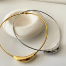 Metal Tube Snake Bone Chain Collar para Mulheres, Design Retro Francês, Exagerado Colar de Aço Inoxidável, Jóias Incolores Meninas