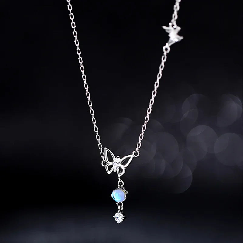 Trustdavis feminino 925 prata esterlina sólida romântico borboleta colar para senhora meninas presente de aniversário fino s925 jóias ds4203