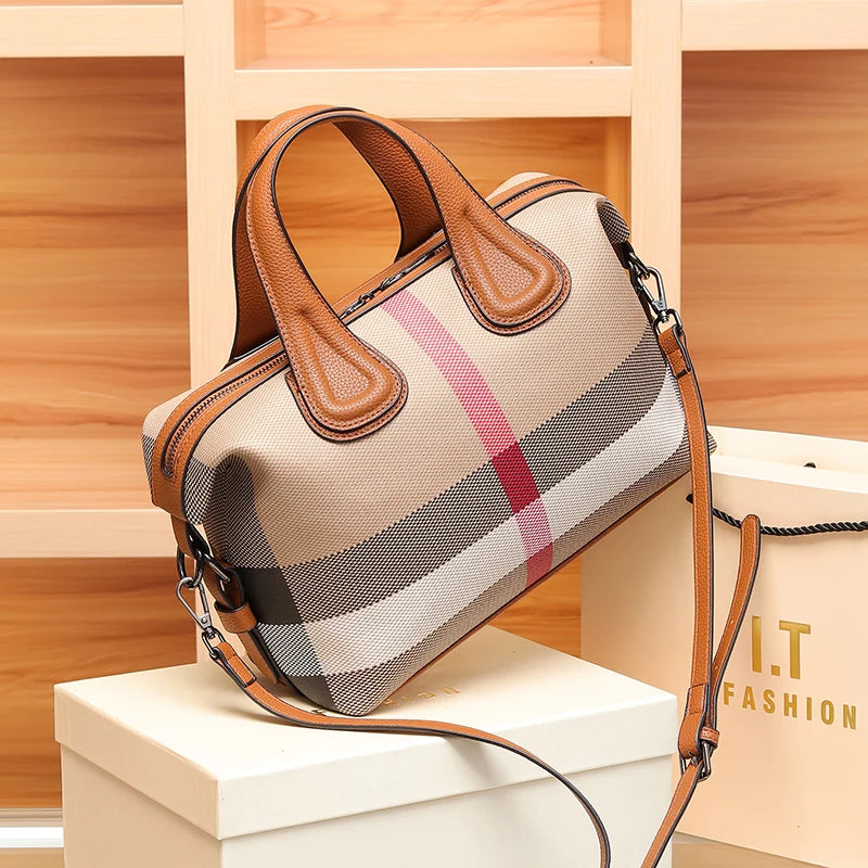 Bolsa de Ombro Feminina Xadrez, Bolsas Femininas Boston, Moda de Luxo, Messenger Bags, Designer de Marca, Bolsas Crossbody Portáteis, 2023