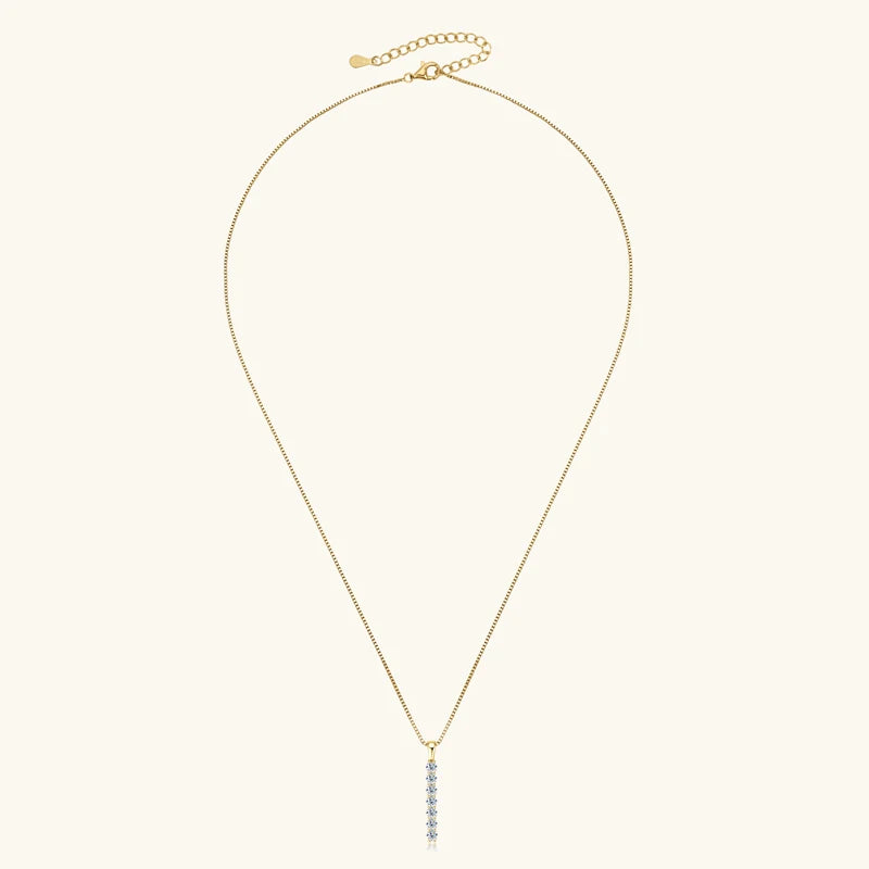 Anziw 2,8 mm 0,56 quilates. Moissanite pingente colar para mulher 925 prata corrente ajustável barra de 7 pedras colares tendência jóias presentes