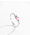 Ailmay sólido 925 prata esterlina romântico deslumbrante rosa coração cristal empilhável anéis para mulheres natal jóias finas presentes