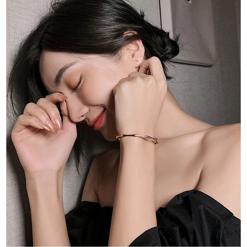 Aço inoxidável cor de ouro bambu conjunta pulseiras 2023 tendência pulseira para mulheres masculino festa romântica presente moda jóias