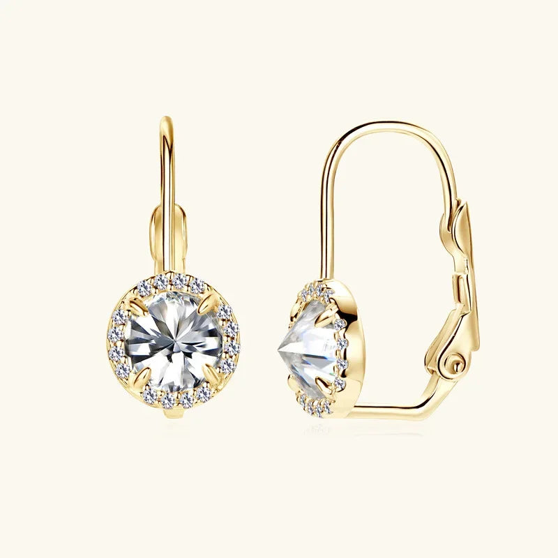 2024 aros de luxo para mulheres 6.5mm 1.0ct moissanite brincos 18k banhado a ouro 925 prata clipe brincos jóias presente natal