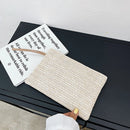 Bolsa feminina de palha tecida, carteira de moeda com zíper tecido ecológico, bolsa de armazenamento de praia de verão, bolsa de palha de trigo natural.zwq