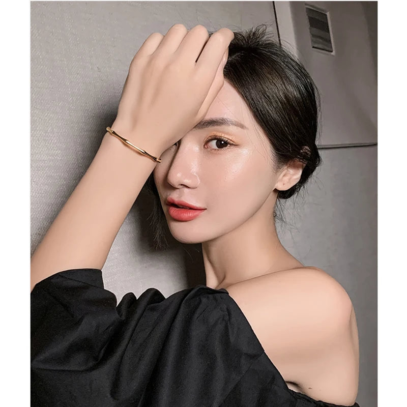Aço inoxidável cor de ouro bambu conjunta pulseiras 2023 tendência pulseira para mulheres masculino festa romântica presente moda jóias