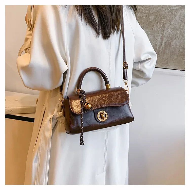 Outono inverno bolsa crossbody feminina commuter bolsa elegante retro pequeno quadrado saco versátil multi-funcional ombro único s