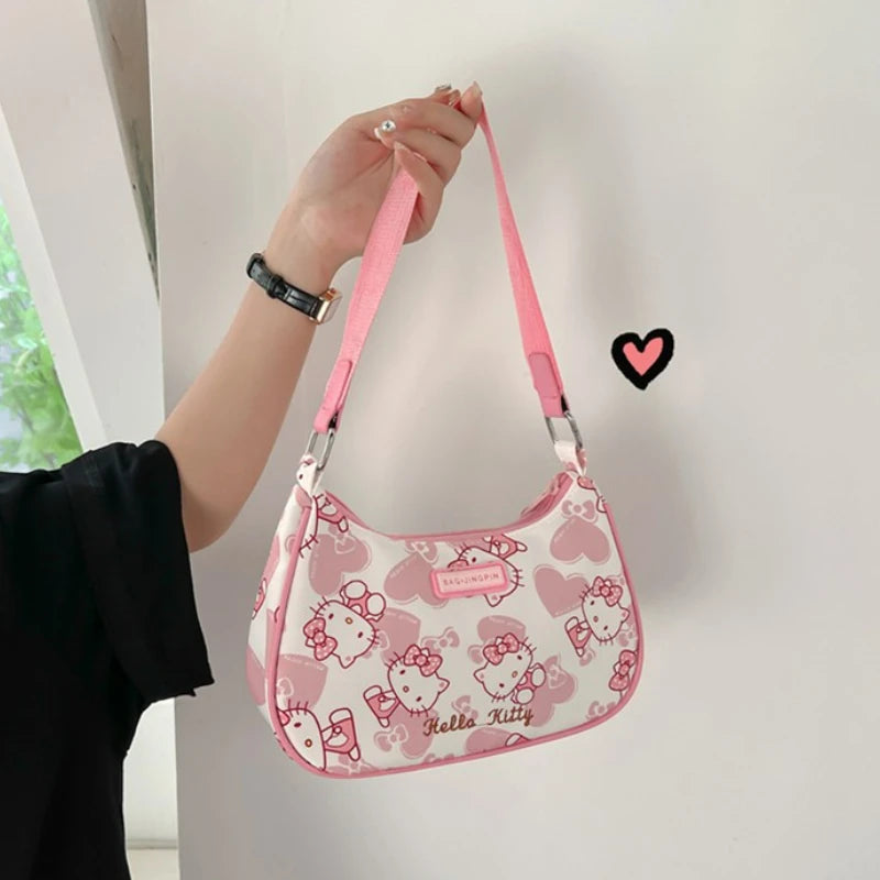 Miniso hello kitty bolsa de axilas para mulheres y2k sanrio kuromi mymelody bolsa mensageiro fofa meninas bolsa de ombro bolsa