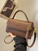 Moda retro marrom crossbody saco bolsa fena versátil estilo outono pequ quad saco material pu superfície endurecida