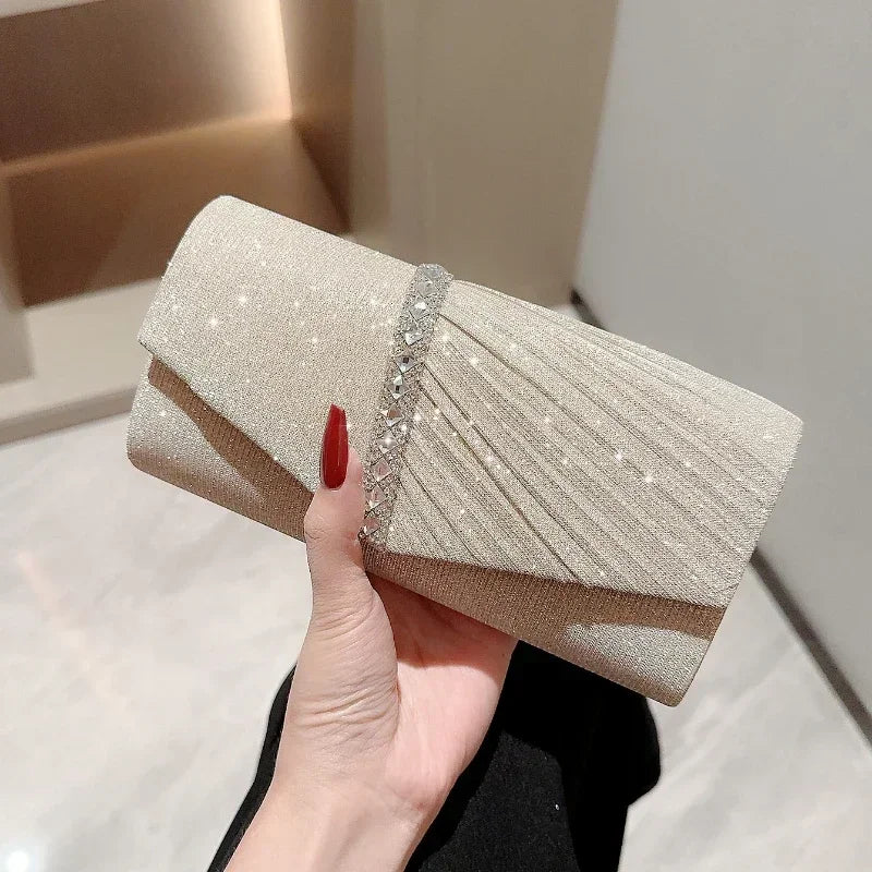 Senhoras glitter prata bolsa de embreagem envelope saco de noite moda elegante bolsa longa feminina corrente sacos de ombro festa de casamento bolsa