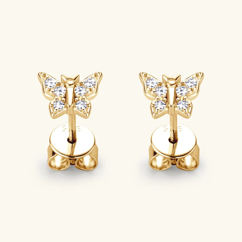 Oxtao 925 prata esterlina moissanite borboleta brincos jóias femininas espumante laboratório diamante piercing brinco presente gra certificado