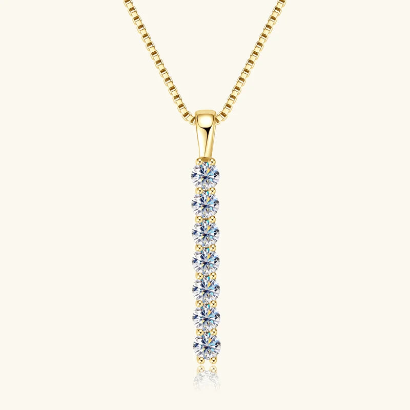 Anziw 2,8 mm 0,56 quilates. Moissanite pingente colar para mulher 925 prata corrente ajustável barra de 7 pedras colares tendência jóias presentes