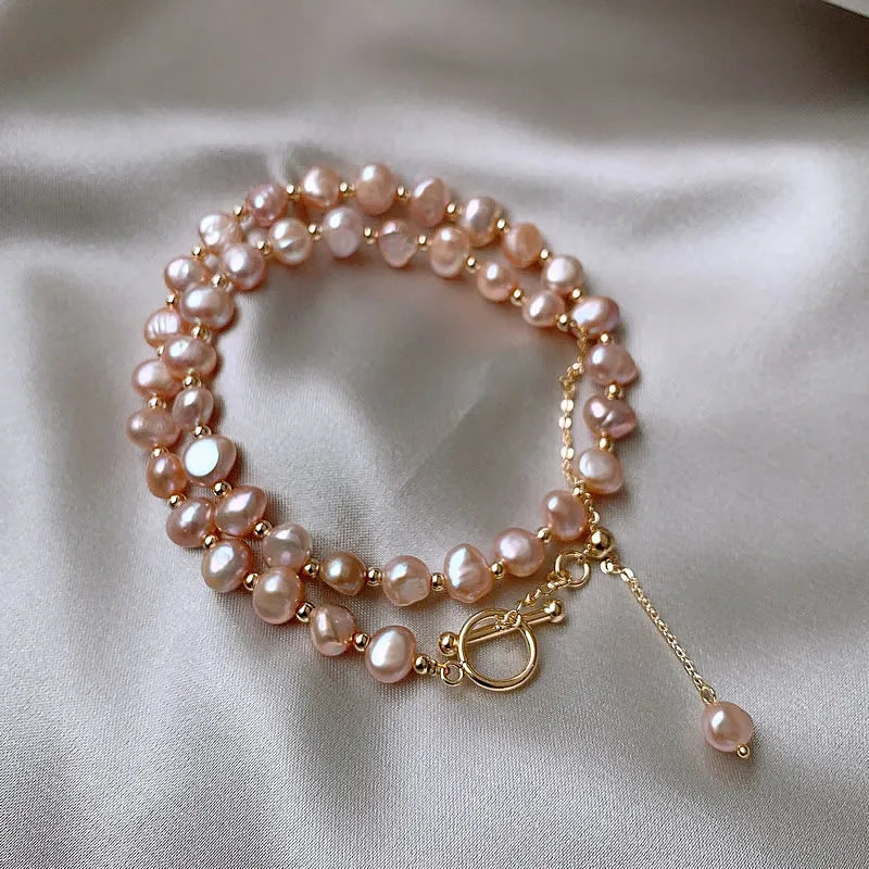 Nova chegada natural barroco rosa pérola de água doce 14k ouro enchido cadeias femininas colar jóias para presentes do dia dos namorados feminino