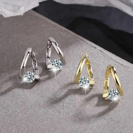 925 prata esterlina cristais de ouro brincos simples para mulheres moda casamento jóias de luxo 2024 tendência