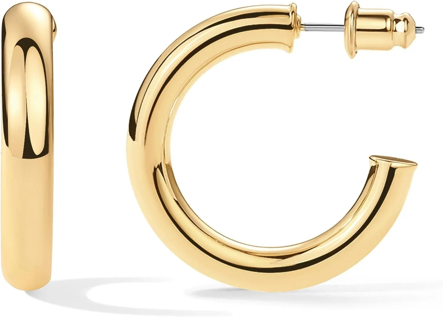 Brincos de argola abertos leves banhados a ouro 14K para mulheres, presente para mulheres, brincos de argola de ouro da moda, brincos de argola de prata