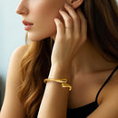 Ftcy pulseiras de ouro grossas para mulheres, pulseiras de cor dourada com pingente de gota de água, pulseira oval em espiral, joias elegantes da moda, presente