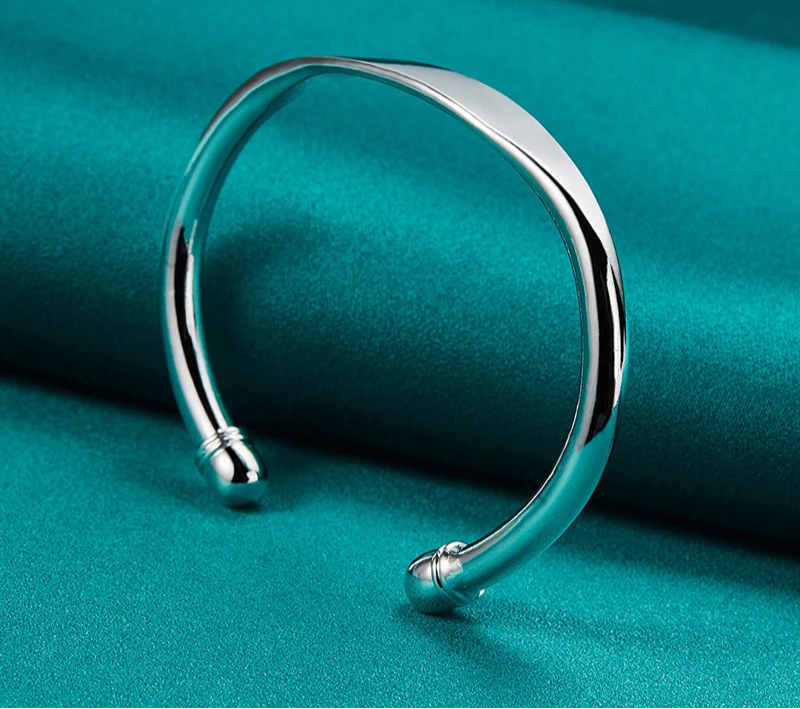 Doteffil 925 prata esterlina duplo grânulo manguito pulseira para mulher homem jóias de moda fina