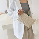 Bolsa feminina de palha tecida, carteira de moeda com zíper tecido ecológico, bolsa de armazenamento de praia de verão, bolsa de palha de trigo natural.zwq