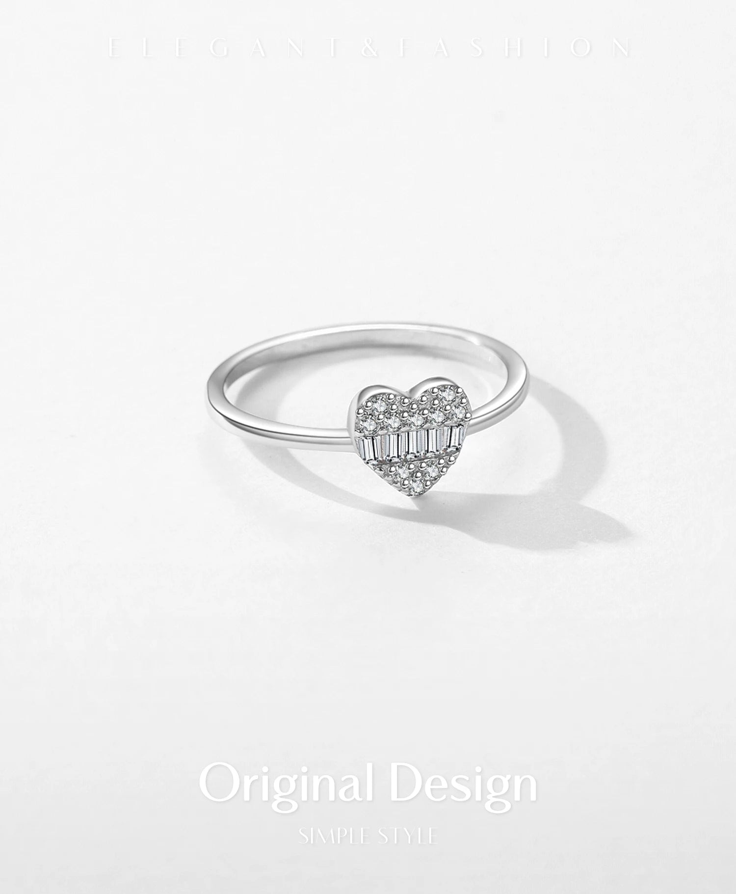 Modian 925 prata esterlina simples clássico coração amor deslumbrante zircônia anel para casamento feminino platinado jóias finas presentes