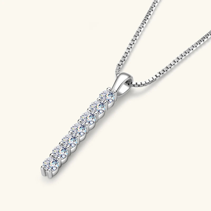 Anziw 2,8 mm 0,56 quilates. Moissanite pingente colar para mulher 925 prata corrente ajustável barra de 7 pedras colares tendência jóias presentes