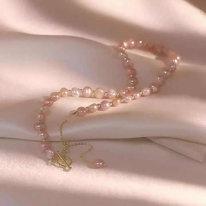 Nova chegada natural barroco rosa pérola de água doce 14k ouro enchido cadeias femininas colar jóias para presentes do dia dos namorados feminino