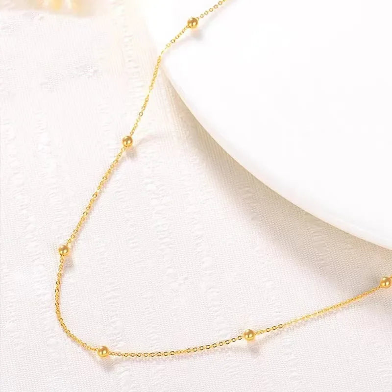 Leb real 18k ouro bola dourada céu estrelado colar au750 moda feminina colar boutique jóias presente x0036