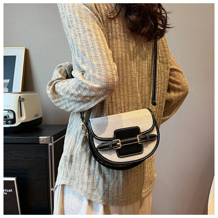 Novo design feminino lona pequena bolsa de ombro moda bolsas retro couro do plutônio feminino sela sacos Laides Cross Body Bags
