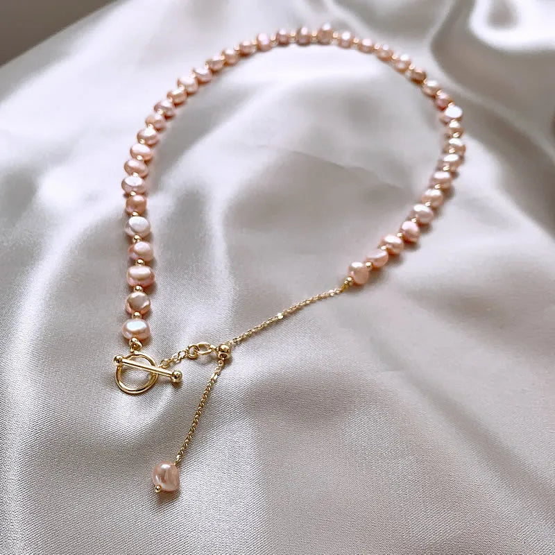 Nova chegada natural barroco rosa pérola de água doce 14k ouro enchido cadeias femininas colar jóias para presentes do dia dos namorados feminino