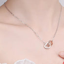 Venda quente moda duplo amor coração zircão pingente colar 925 prata esterlina rosa ouro strass colares feminino jóias presente