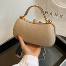 Glamourosa bolsa de ombro de PVC com strass para noite, com corrente removível e fecho, bolsa de festa com glitter para banquete/uso diário