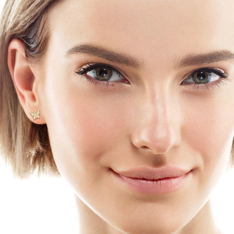 Oxtao 925 prata esterlina moissanite borboleta brincos jóias femininas espumante laboratório diamante piercing brinco presente gra certificado