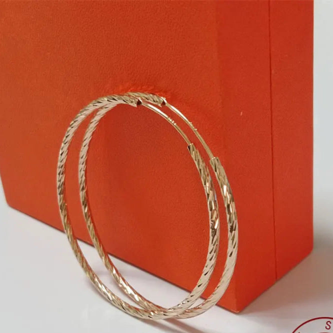 Senlissi - Brincos de argola femininos 18K AMARELO banhado a ouro 925 prata esterlina brincos de gota da moda C takoьги Kotyьца Kotyьц SL009