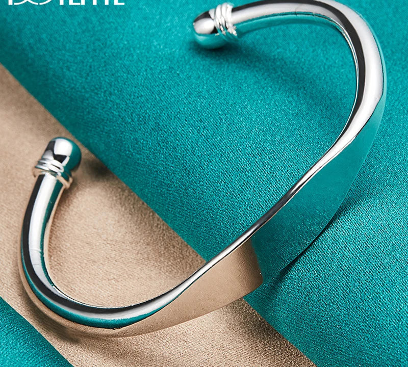 Doteffil 925 prata esterlina duplo grânulo manguito pulseira para mulher homem jóias de moda fina