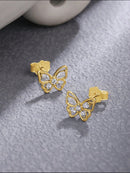 Gra 18k ouro pequeno bonito borboleta brincos para presente feminino real 925 prata esterlina original de alta qualidade festa jóias finas