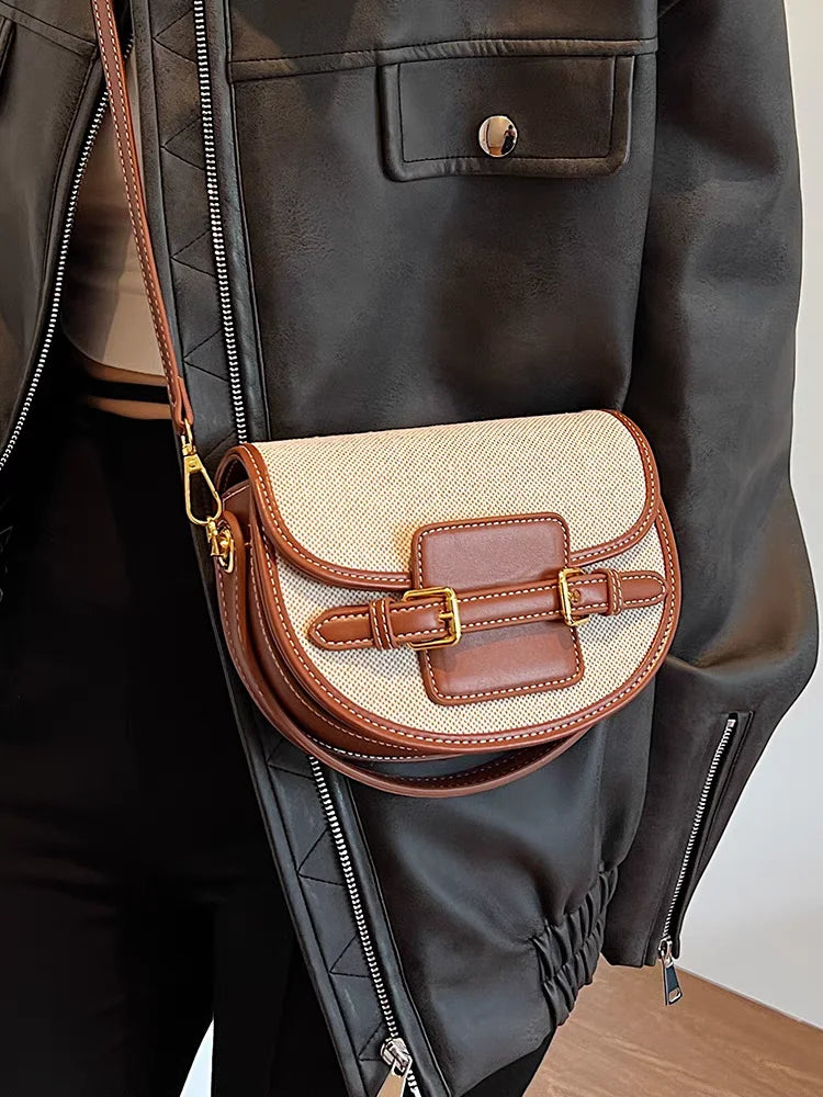 Novo design feminino lona pequena bolsa de ombro moda bolsas retro couro do plutônio feminino sela sacos Laides Cross Body Bags