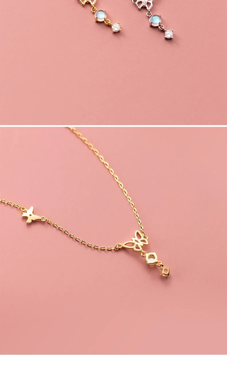 Trustdavis feminino 925 prata esterlina sólida romântico borboleta colar para senhora meninas presente de aniversário fino s925 jóias ds4203