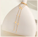 Colar de corrente lariat com gota de coração para mulheres, corrente longa em forma de Y em aço inoxidável 18K joias em camadas de cor dourada