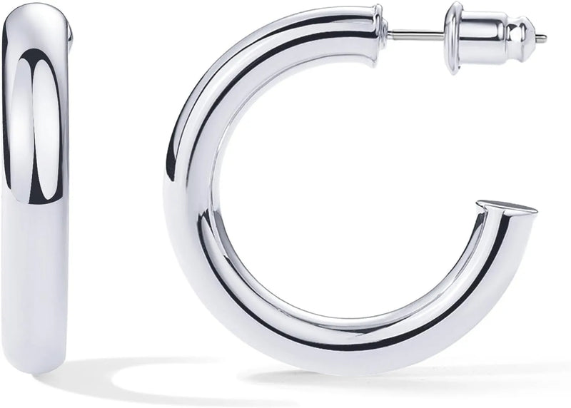 Brincos de argola abertos leves banhados a ouro 14K para mulheres, presente para mulheres, brincos de argola de ouro da moda, brincos de argola de prata