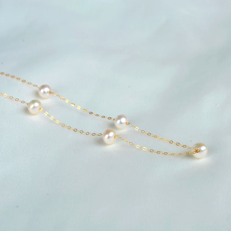 Ninfa real 18k ouro natural pérola colar au750 jóias finas perto redondo presente de aniversário para mulher cor misturada X321-1