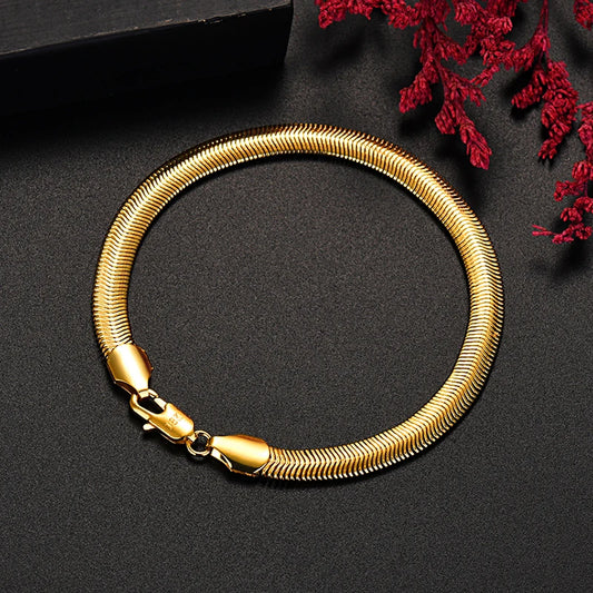 Pulseiras finas de corrente de cobra em ouro 18K 6MM para homens e mulheres, joias de designer de moda, festa de casamento, presentes de feriado 20cm