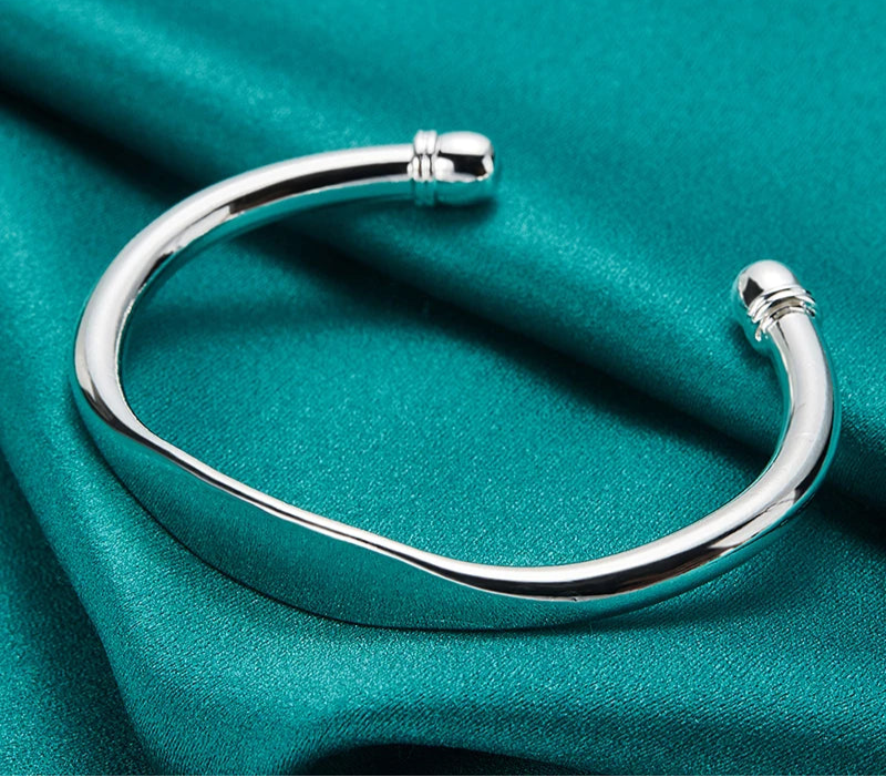 Doteffil 925 prata esterlina duplo grânulo manguito pulseira para mulher homem jóias de moda fina