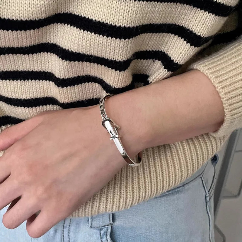 Novo 925 prata esterlina cinto metálico vintage punk pulseira para mulher menina moda jóias presente dropship atacado