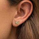 Gra 18k ouro pequeno bonito borboleta brincos para presente feminino real 925 prata esterlina original de alta qualidade festa jóias finas