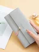 Venda quente primavera e verão nova feminina couro do plutônio japonês e coreia do sul pequena folha fresca pingente três dobras saco grande capa