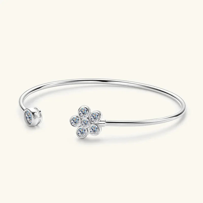 D cor vvs pulseira redonda de moissanite com certificação gra s925 prata esterlina banhada a ouro 18k pulseira de flor joias para mulheres