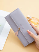 Venda quente primavera e verão nova feminina couro do plutônio japonês e coreia do sul pequena folha fresca pingente três dobras saco grande capa