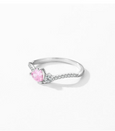 Ailmay sólido 925 prata esterlina romântico deslumbrante rosa coração cristal empilhável anéis para mulheres natal jóias finas presentes