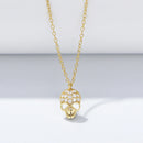 Colar pingente de caveira em prata esterlina 925 para mulheres oco, personalizado, hip hop, exclusivo, jóias da moda, banhado a ouro 14k, zircão