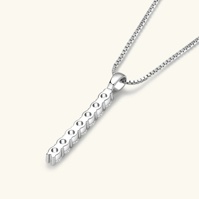 Anziw 2,8 mm 0,56 quilates. Moissanite pingente colar para mulher 925 prata corrente ajustável barra de 7 pedras colares tendência jóias presentes
