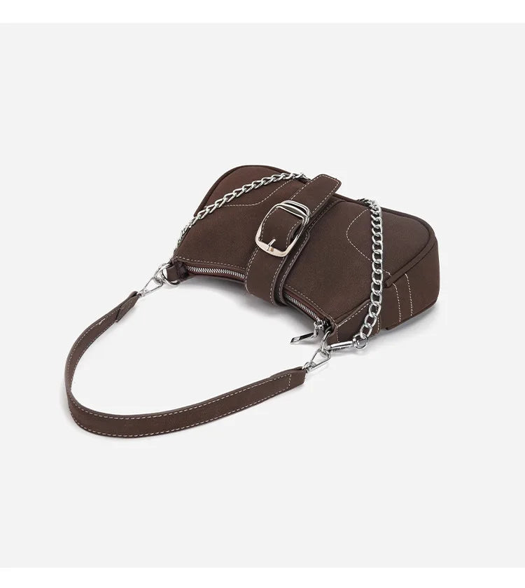 Bolsa retrô fosca nas axilas, nova bolsa baguete minimalista feminina, bolsa pequena crossbody de ombro único elegante e versátil
